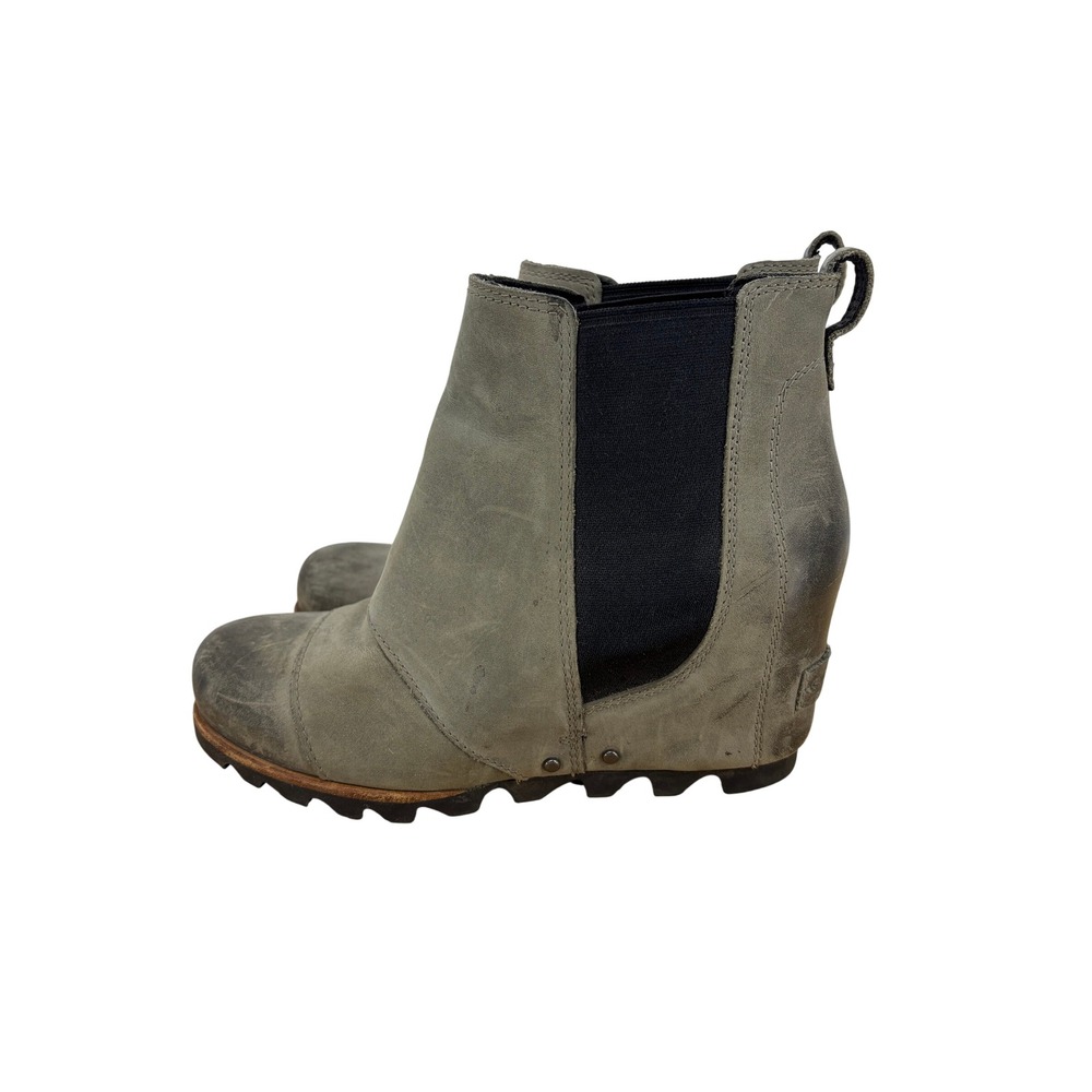 Sorel Lea Wedge Quarry Grey Leather Chelsea Ankle Boots NL2704-089 Womens 7 - Picture 5 of 6